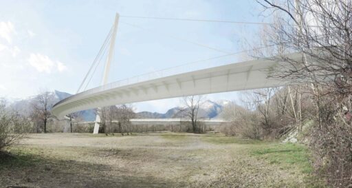 Passerella ciclo pedonale attraversamento fiume Maggia